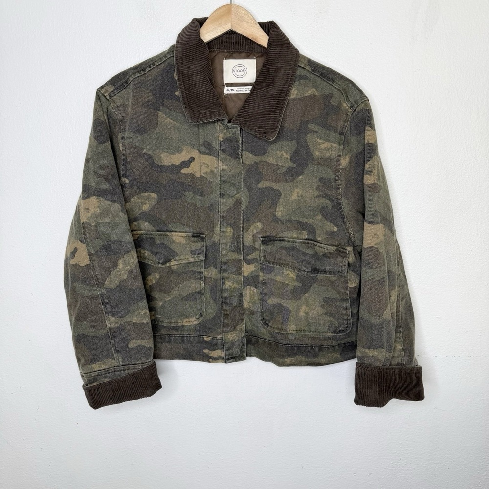 Stoosh Camo Barn Jacket Corduroy Collar Outdoor Pockets Womens XL
